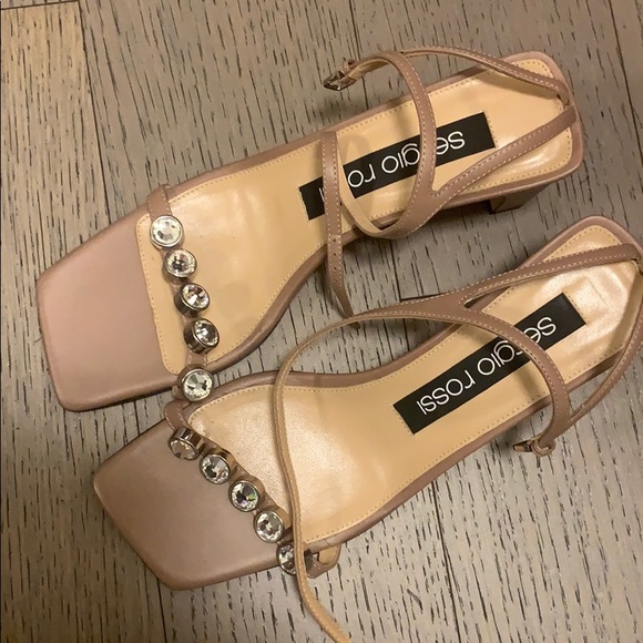 Authentic Sergio Rossi Leather Crystal Sandals - Picture 3 of 7